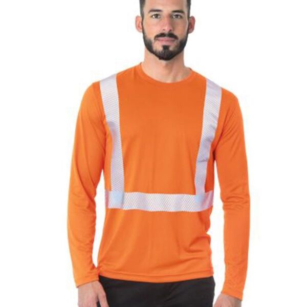 Unisex USA-Made Hi-Visibility Long Sleeve Performance T-Shirt - Segmented Tape Thumbnail